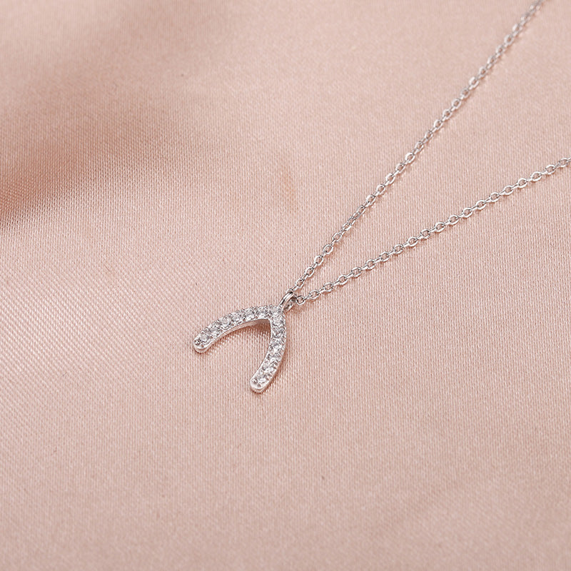 Wishbone Pave 925 Necklace-Ringified Jewelry