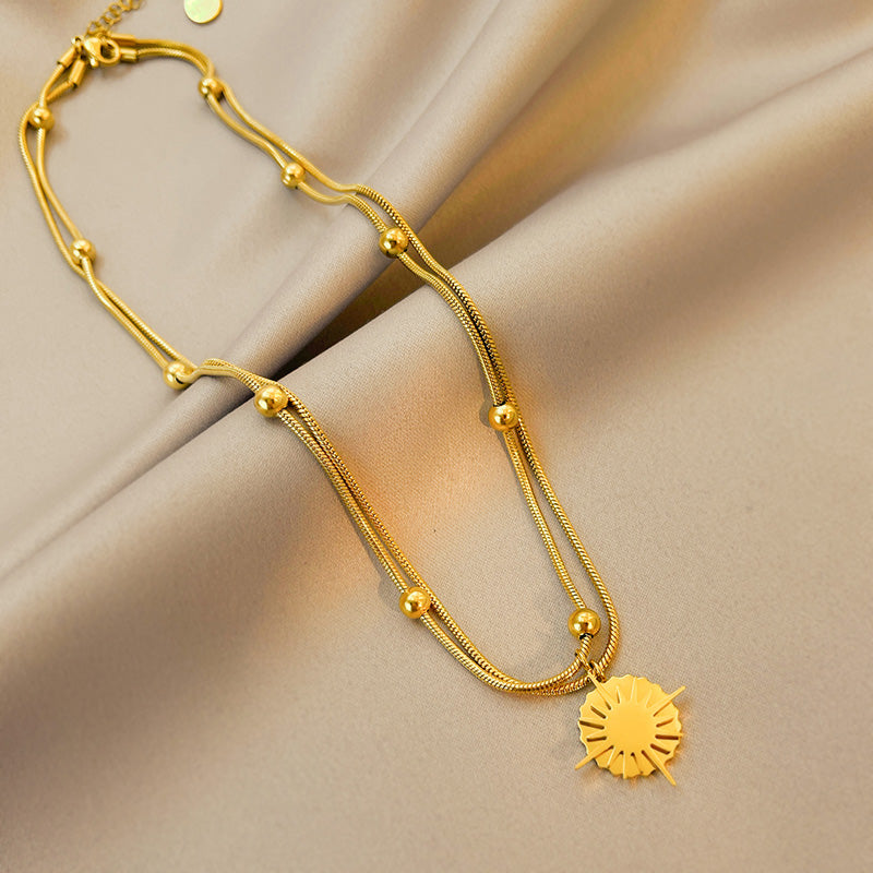 Sole Luna Double Gold Necklace-Ringified Jewelry
