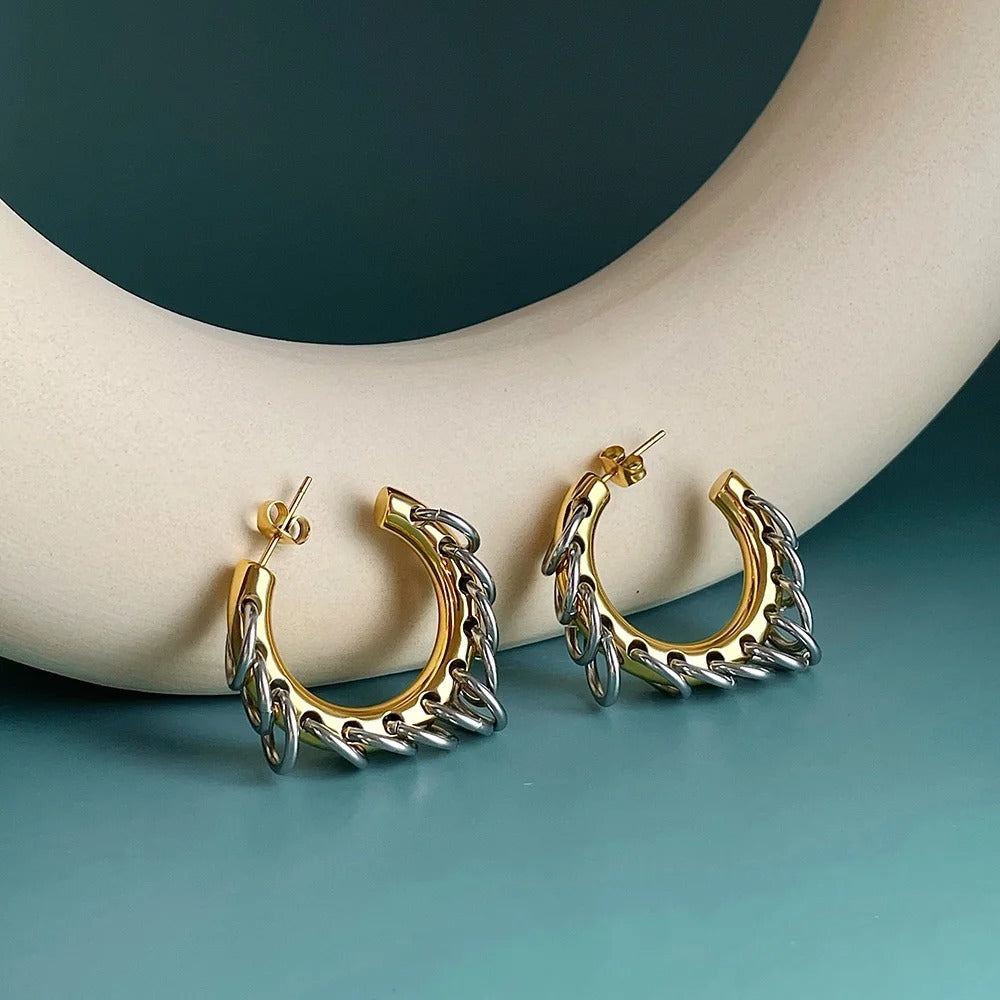 Chain Reaction Hoop Earrings