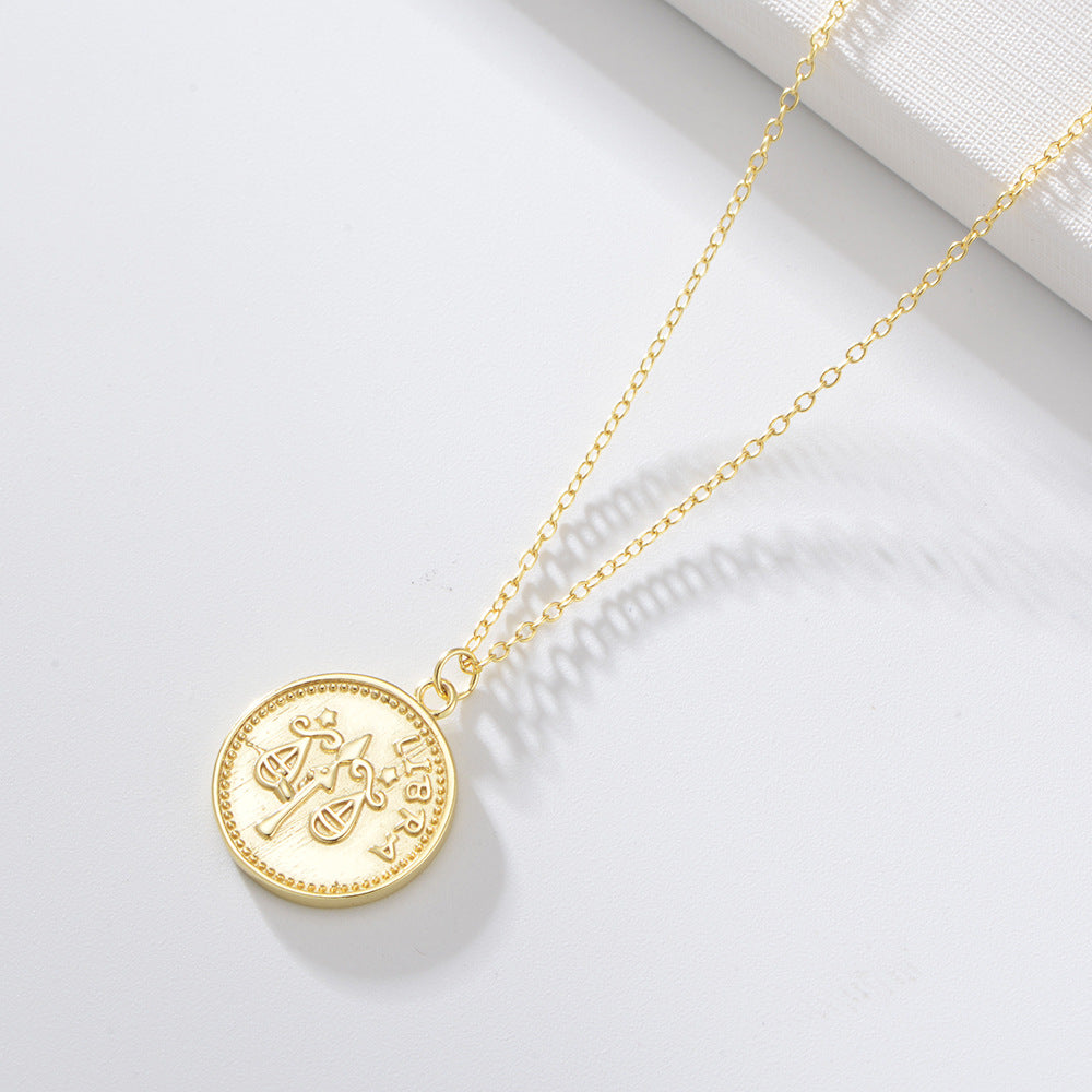 Zodiac Medallion Gold Coin Vermeil Necklace-Ringified Jewelry