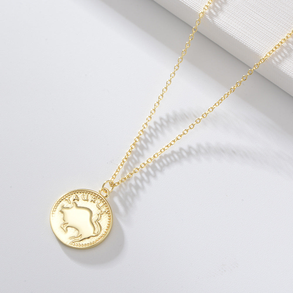Zodiac Medallion Gold Coin Vermeil Necklace-Ringified Jewelry