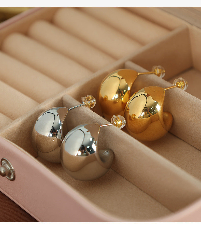 Fat Moon Gold Earrings-Ringified Jewelry