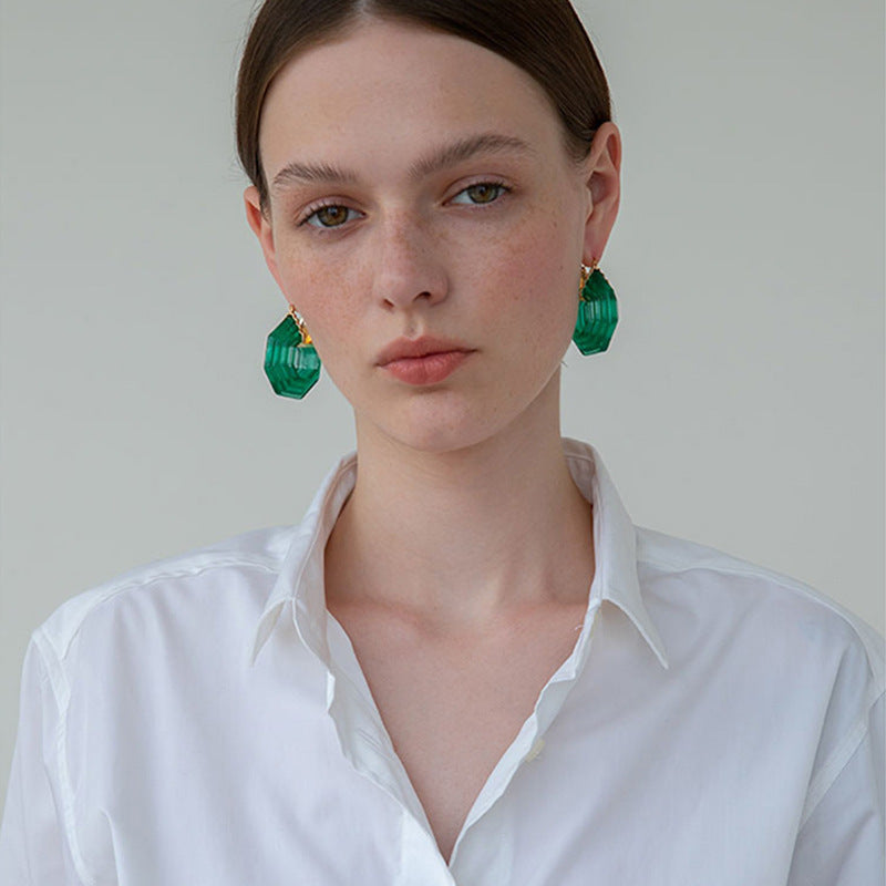 French Hex Hoop Earrings