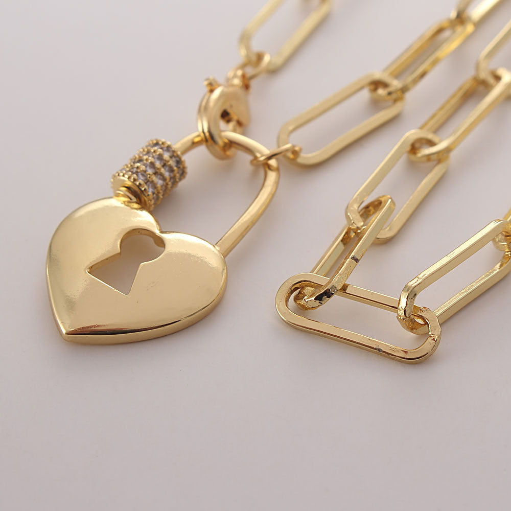 Heart Lock Pave Gold Necklace-Ringified Jewelry