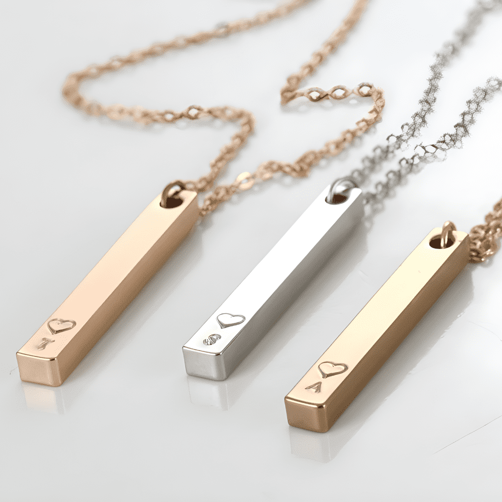 Delicate Heart Letter Bar Gold Necklace-Ringified Jewelry