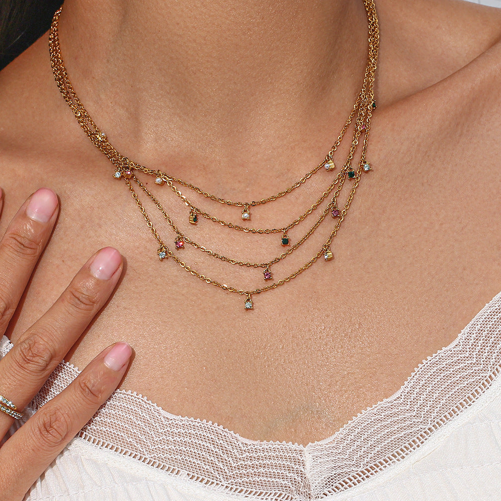 Sottila 5-Stone Gold Necklace-Ringified Jewelry
