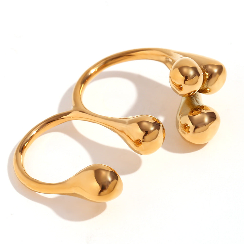 Creative Double-Finger Bead Ring-Ringified Jewelry