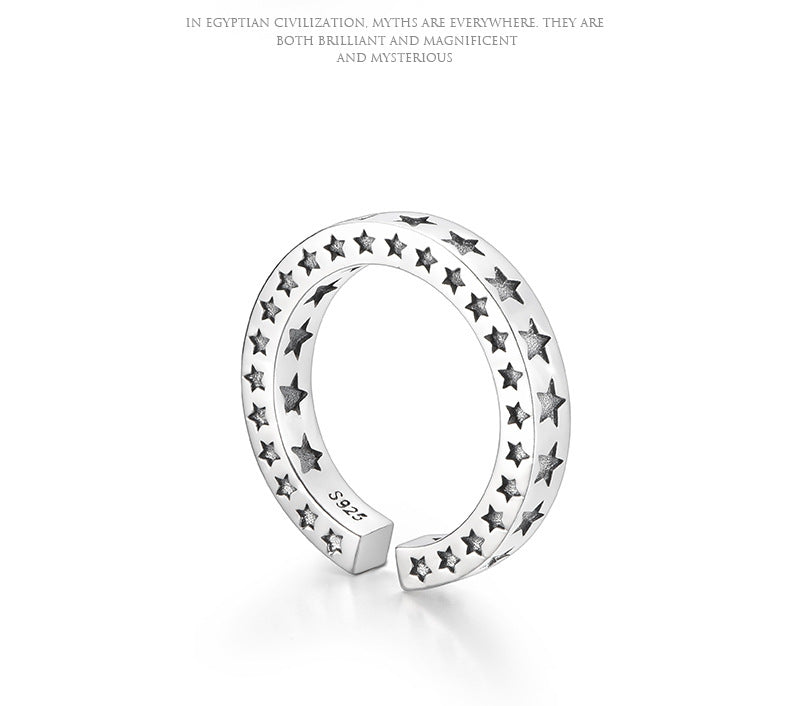 Five-Pointed Carved Star Silver Ring-Ringified Jewelry