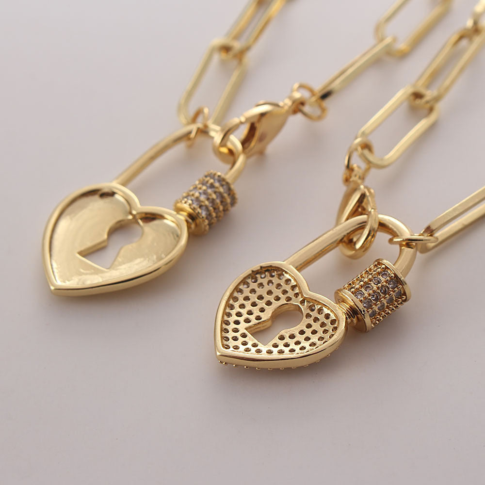 Heart Lock Pave Gold Necklace-Ringified Jewelry