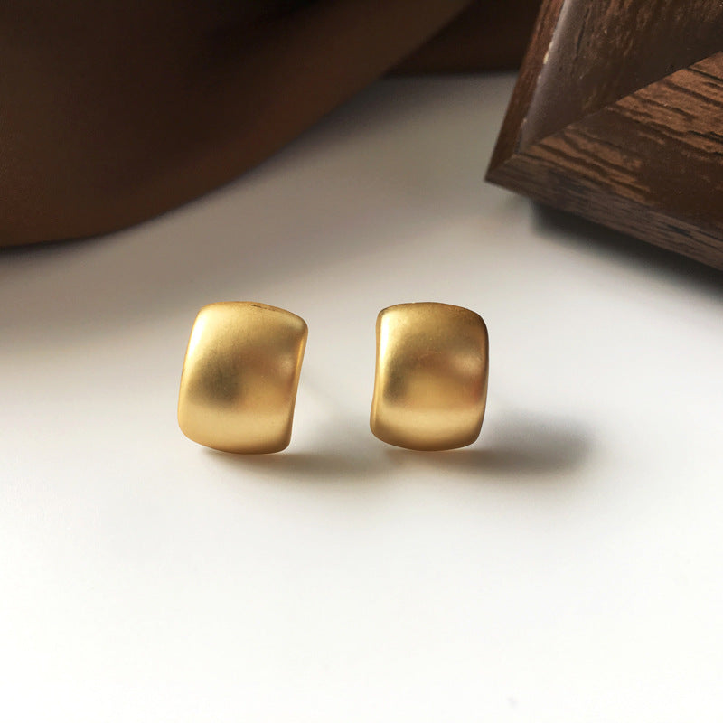 Brushed Shield Vermeil Earrings-Ringified Jewelry