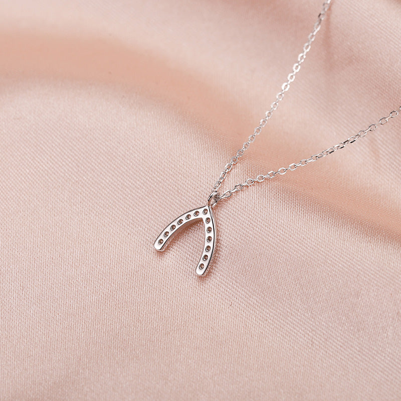Wishbone Pave 925 Necklace-Ringified Jewelry