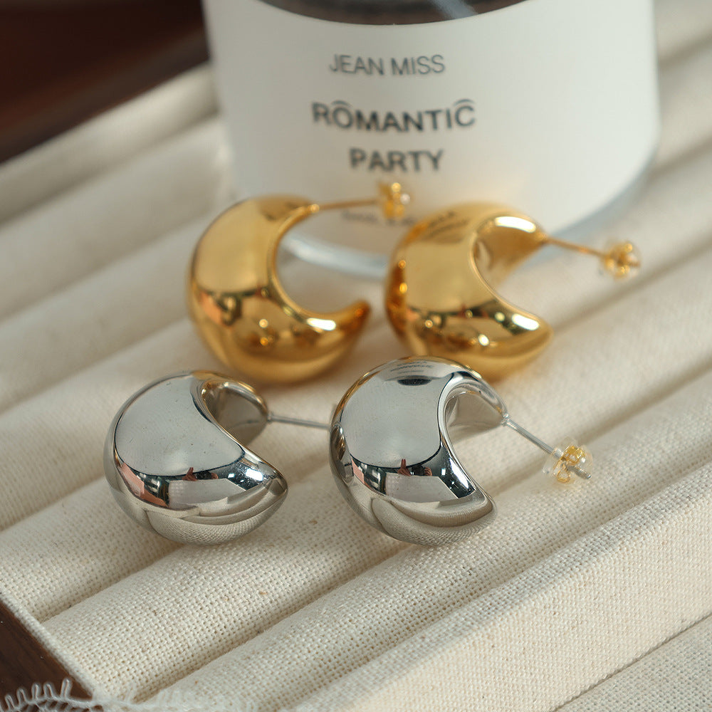 Fat Moon Silver Earrings-Ringified Jewelry