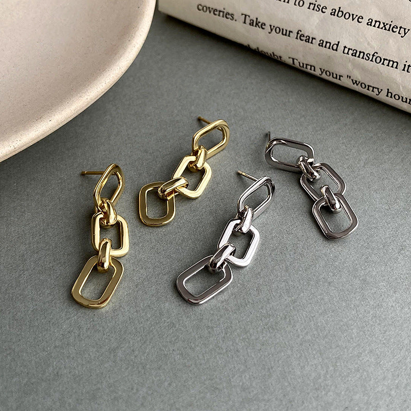 Chain Link Paperclip Gold Vermeil Earrings-Ringified Jewelry