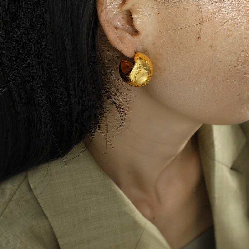 Fat Moon Gold Earrings-Ringified Jewelry