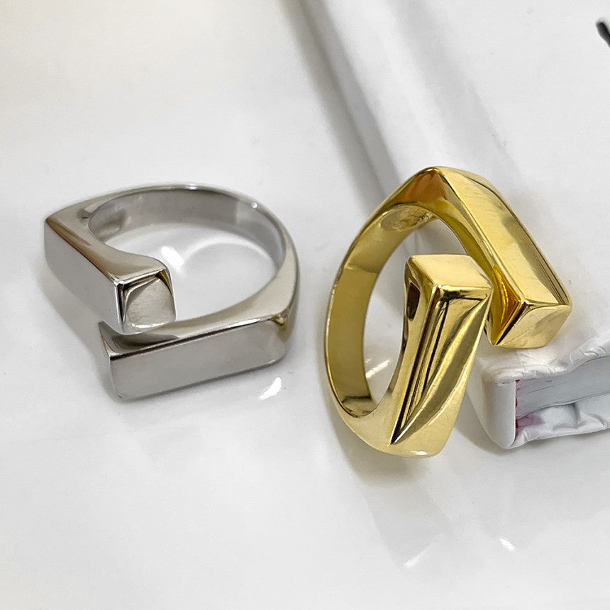 Hunky Block Silver Ring-Ringified Jewelry