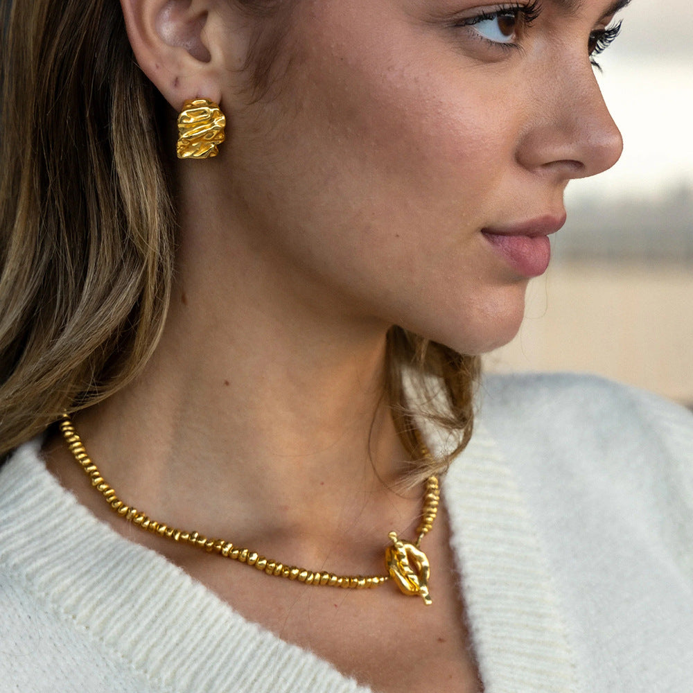 Lovely Lava Gold Earrings-Ringified Jewelry