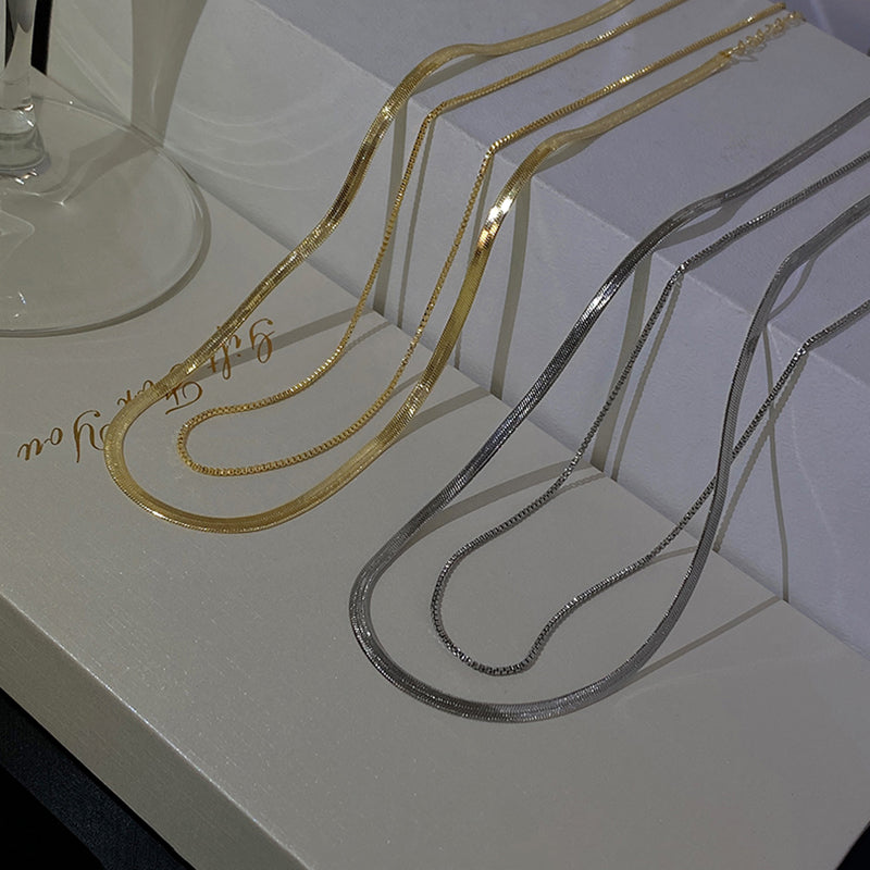 Double Trouble Herringbone Necklace Set-Ringified Jewelry