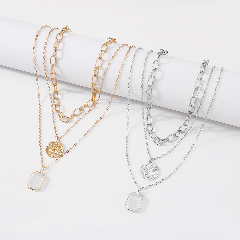 3-in-1 Star Crystal Coin Silver Necklace-Ringified Jewelry