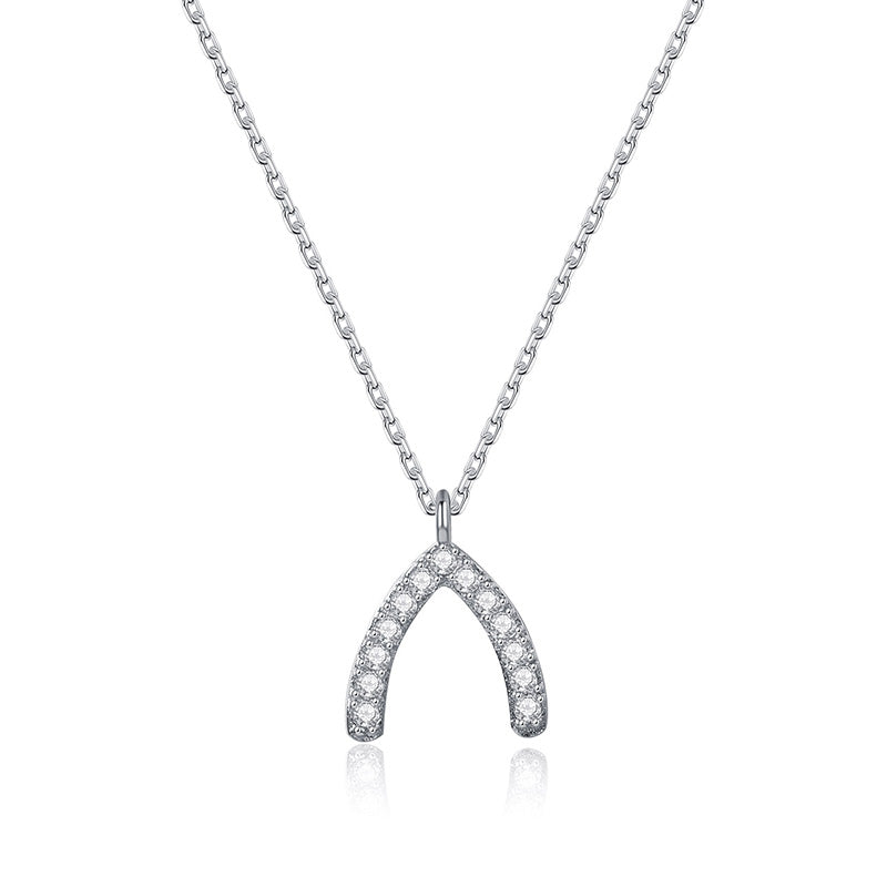 Wishbone Pave 925 Necklace-Ringified Jewelry