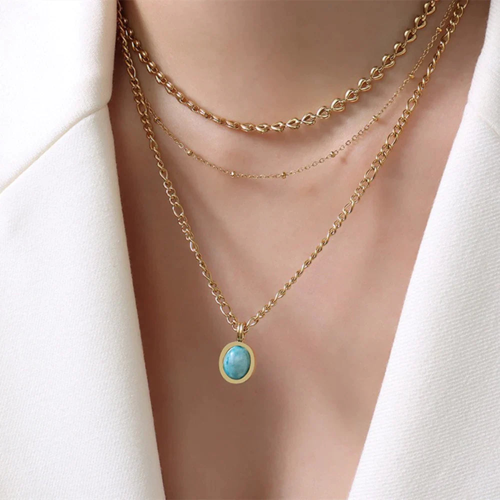 Amelia Tianhe Stone Gold Necklace-Ringified Jewelry