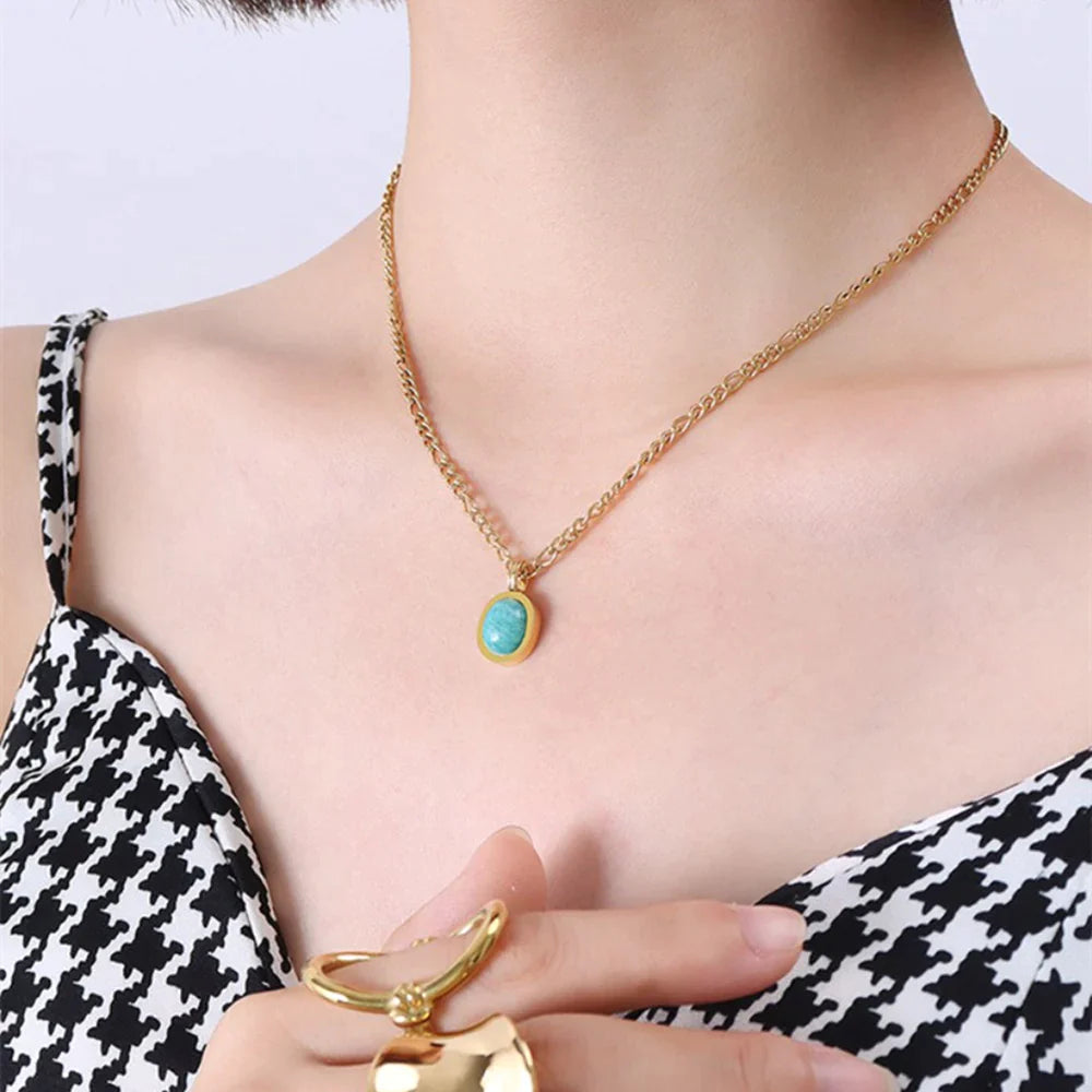 Amelia Tianhe Stone Gold Necklace-Ringified Jewelry