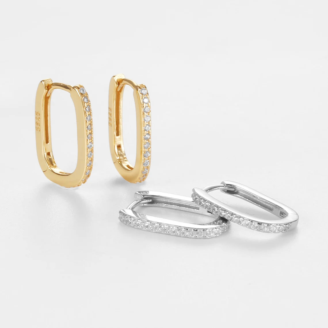 Anella Pavé Silver Hoop Earrings