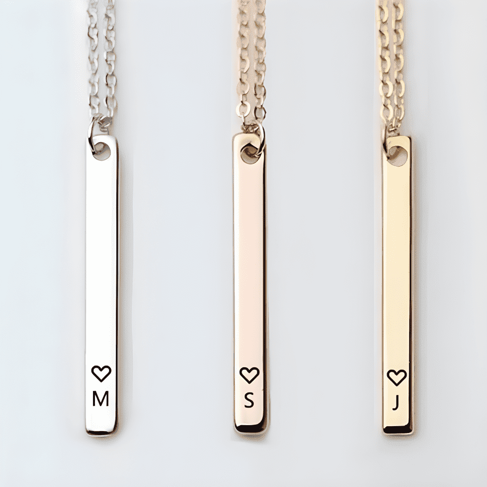 Delicate Heart Letter Bar Gold Necklace-Ringified Jewelry