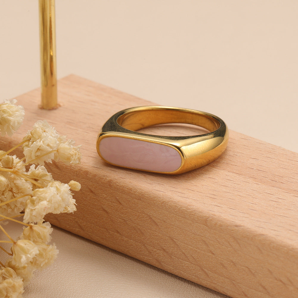 Oblong Signet Gold Resin Ring-Ringified Jewelry