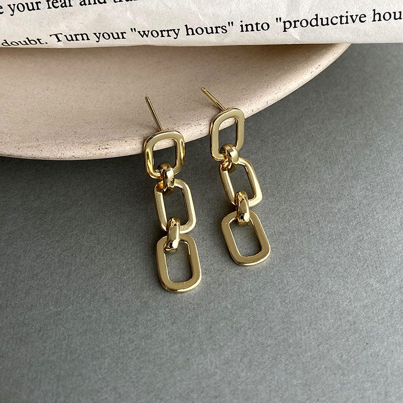Chain Link Paperclip Gold Vermeil Earrings-Ringified Jewelry