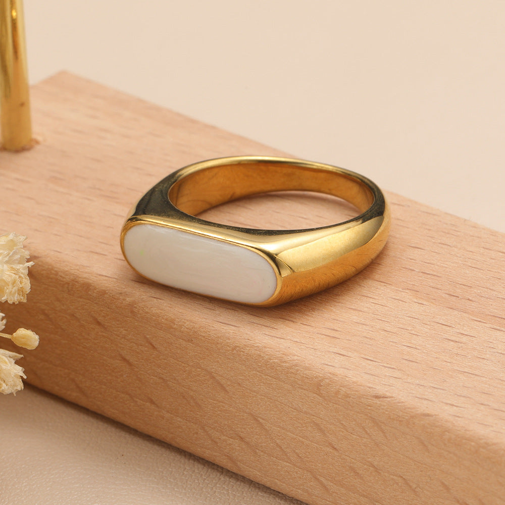 Oblong Signet Gold Resin Ring-Ringified Jewelry