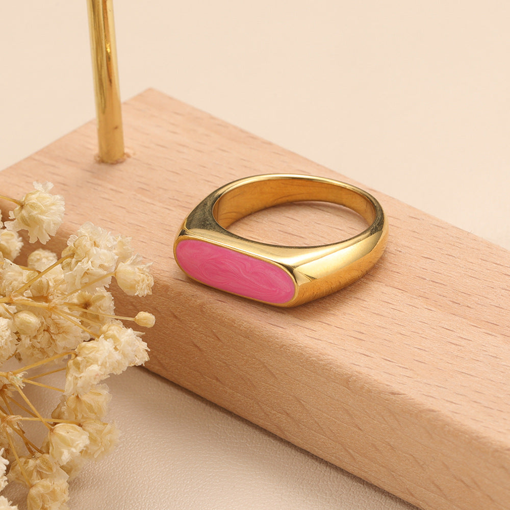 Oblong Signet Gold Resin Ring-Ringified Jewelry