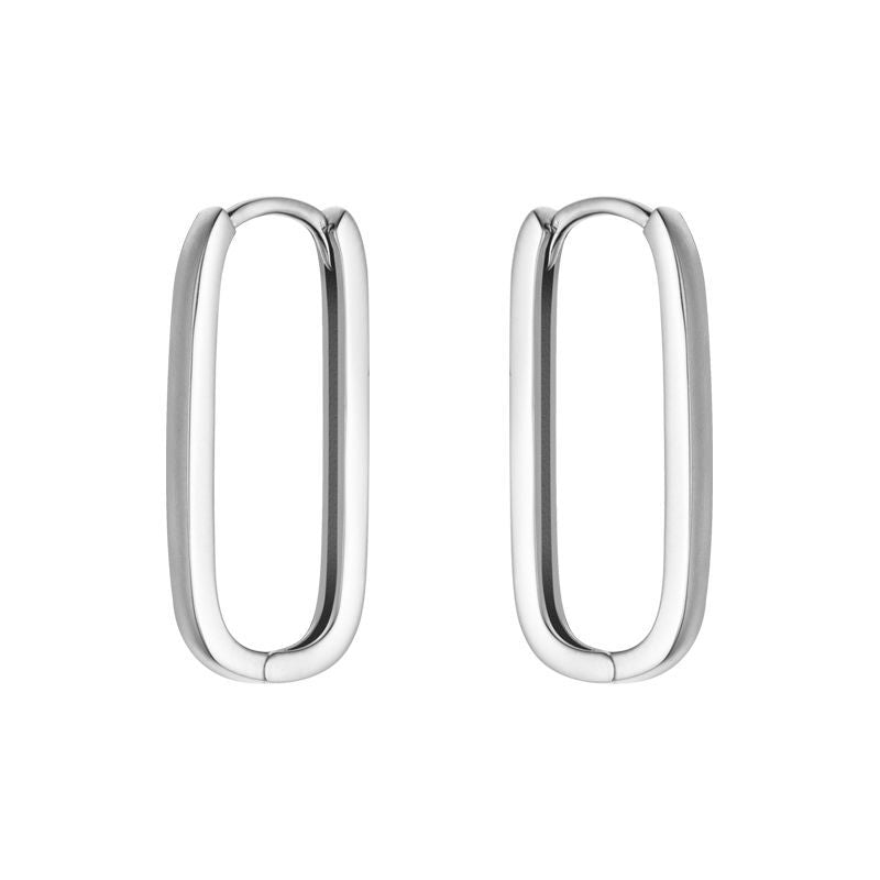 Oblong Sterling Silver Hoop Earrings-Ringified Jewelry