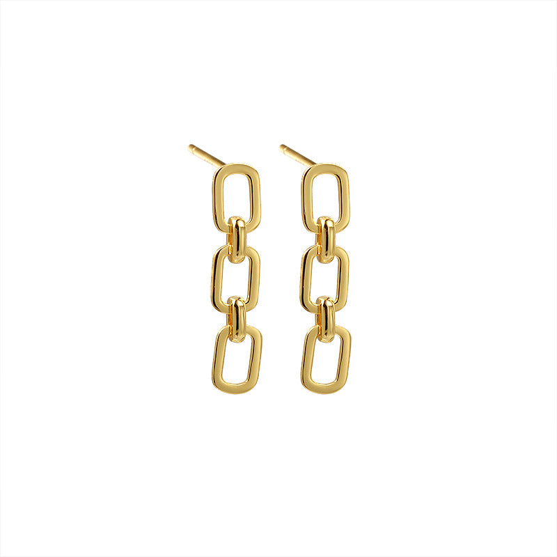 Chain Link Paperclip White Gold Earrings-Ringified Jewelry