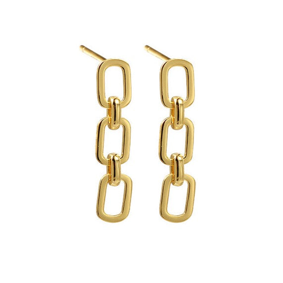 Chain Link Paperclip Gold Vermeil Earrings-Ringified Jewelry