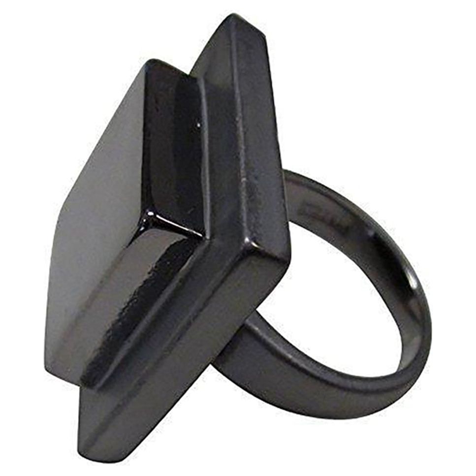 Square Chuck Shiny-Matte Black Ring