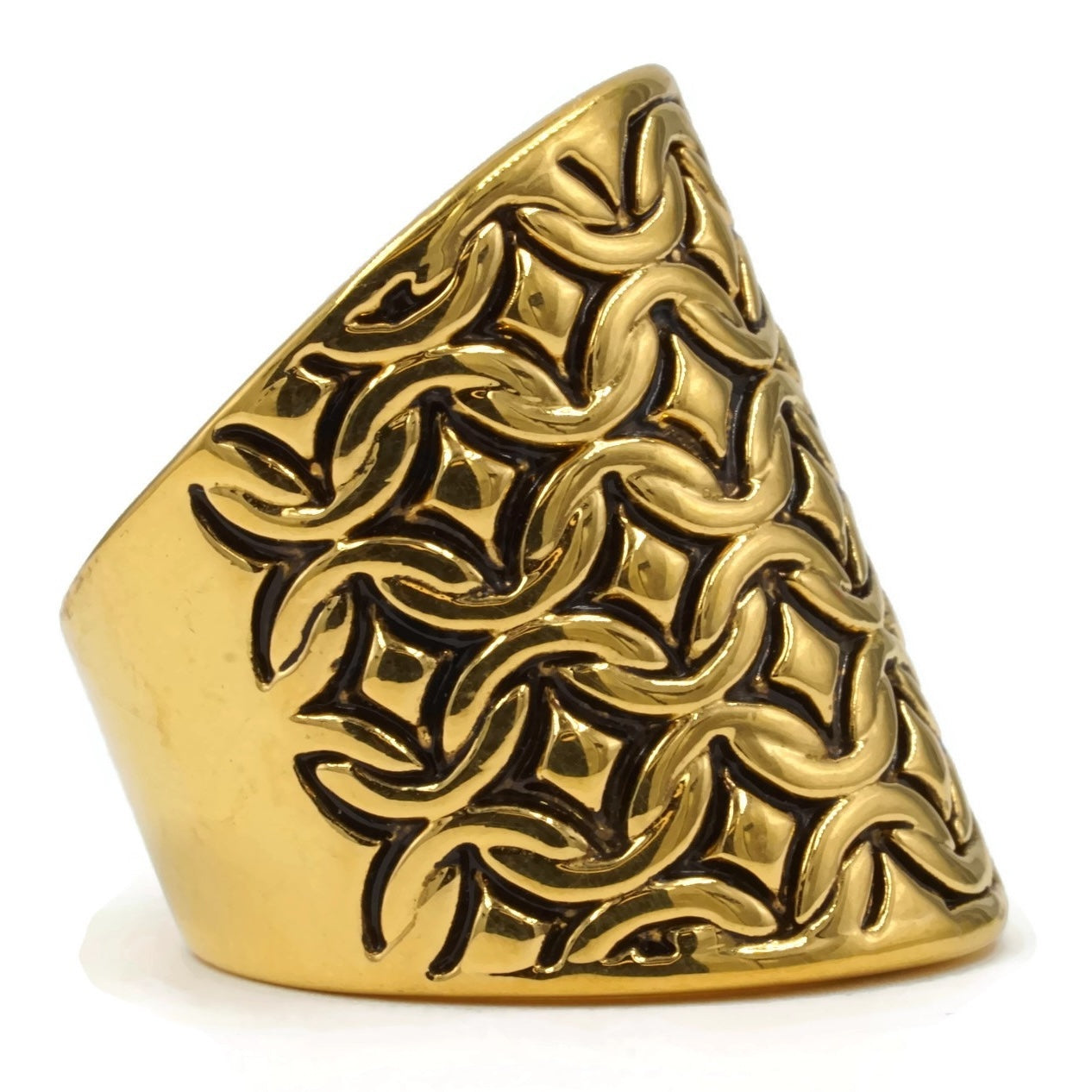 Quilted Texture 14K Gold Antique Ring
