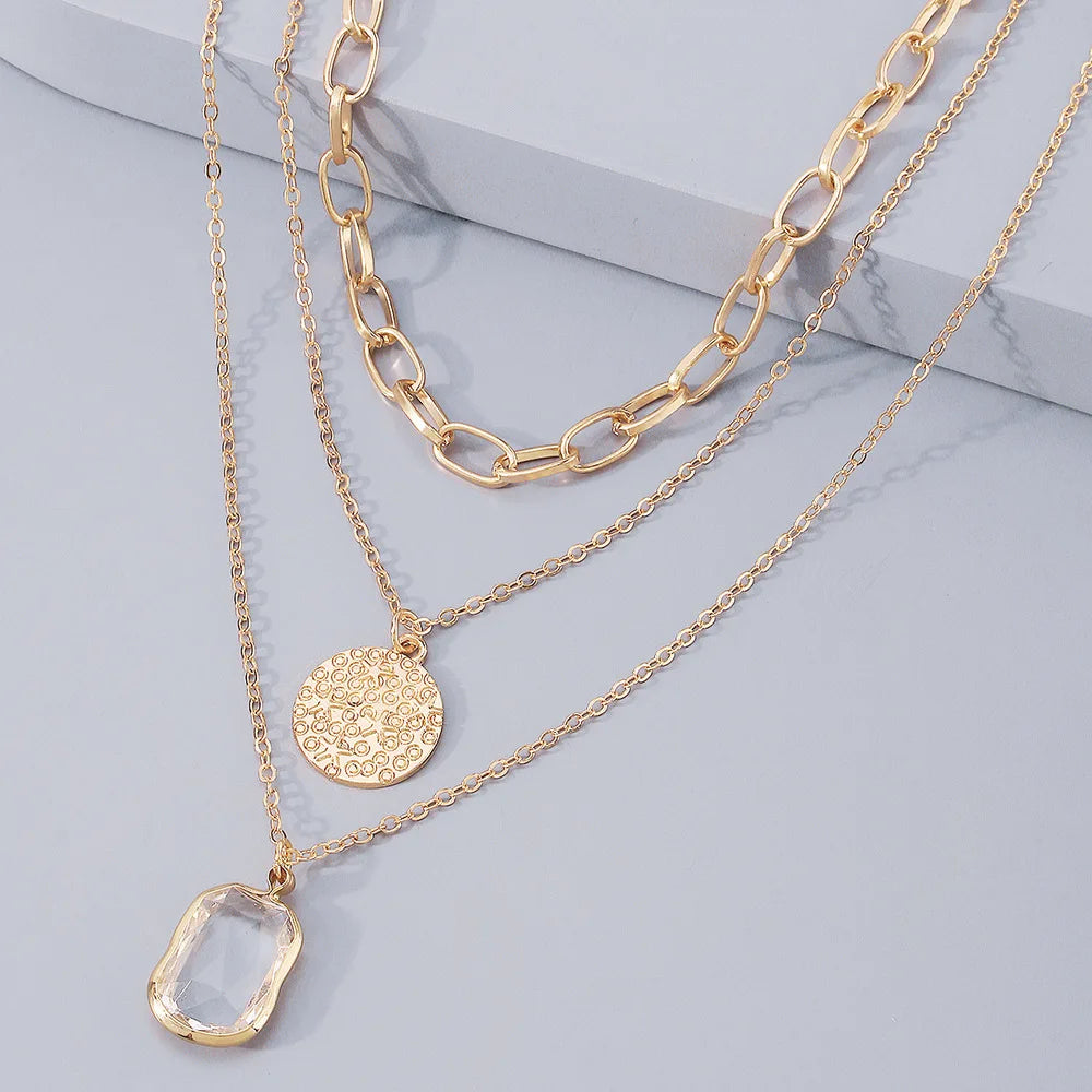 3-in-1 Star Crystal Coin Silver Necklace-Ringified Jewelry