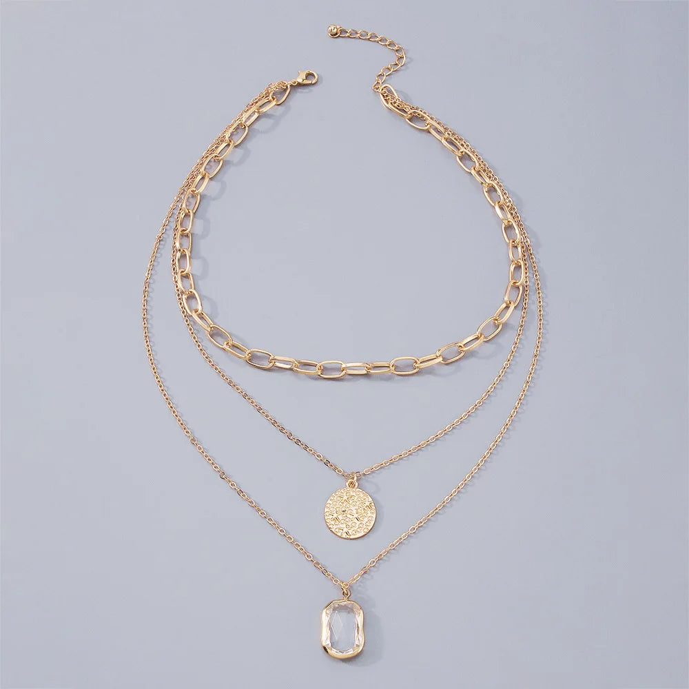3-in-1 Star Crystal Coin Gold Necklace-Ringified Jewelry