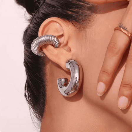 Shiny Macaroni Hoop Earrings-Ringified Jewelry