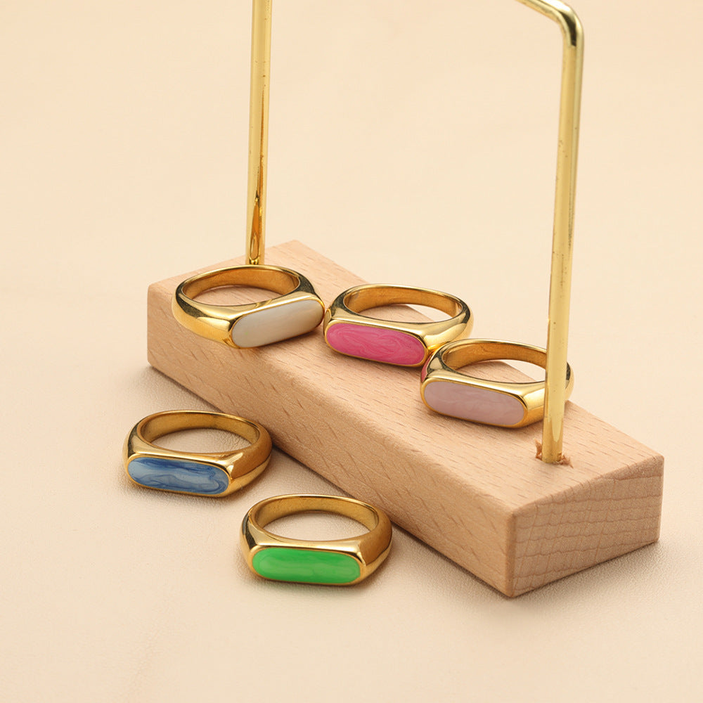 Oblong Signet Gold Resin Ring-Ringified Jewelry