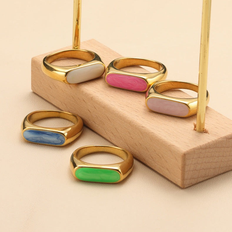 Oblong Signet Gold Resin Ring-Ringified Jewelry