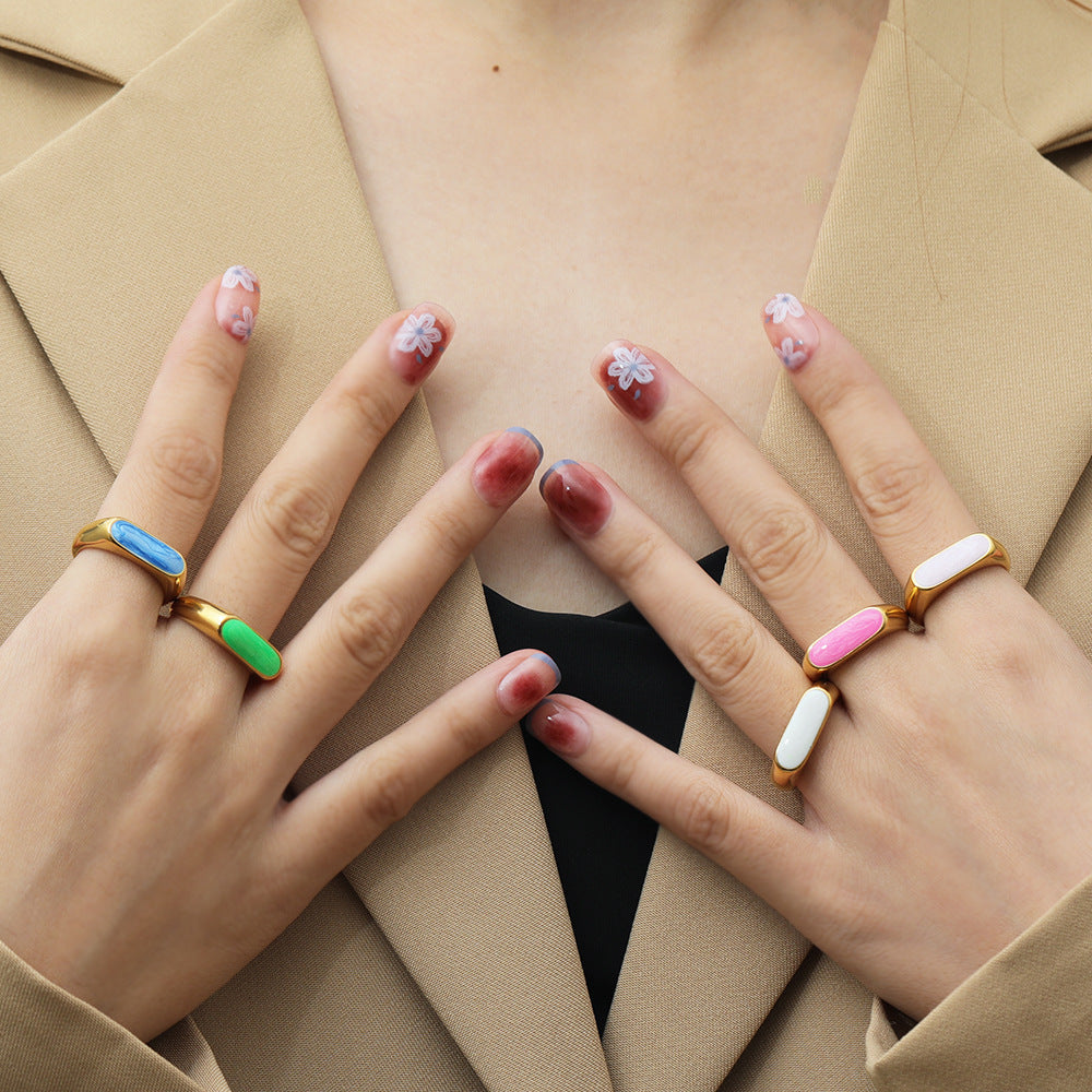 Oblong Signet Gold Resin Ring-Ringified Jewelry