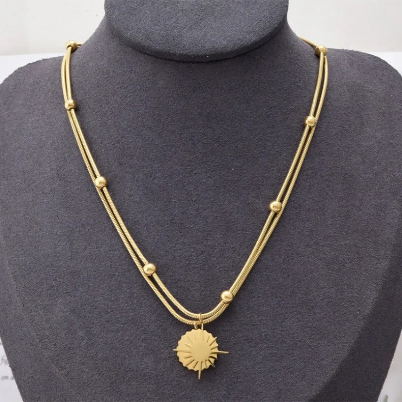 Sole Luna Double Gold Necklace-Ringified Jewelry