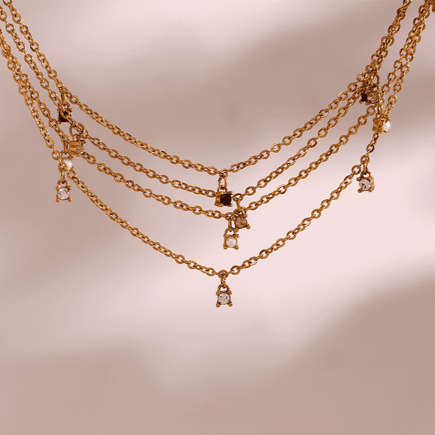 Sottila 5-Stone Gold Necklace-Ringified Jewelry