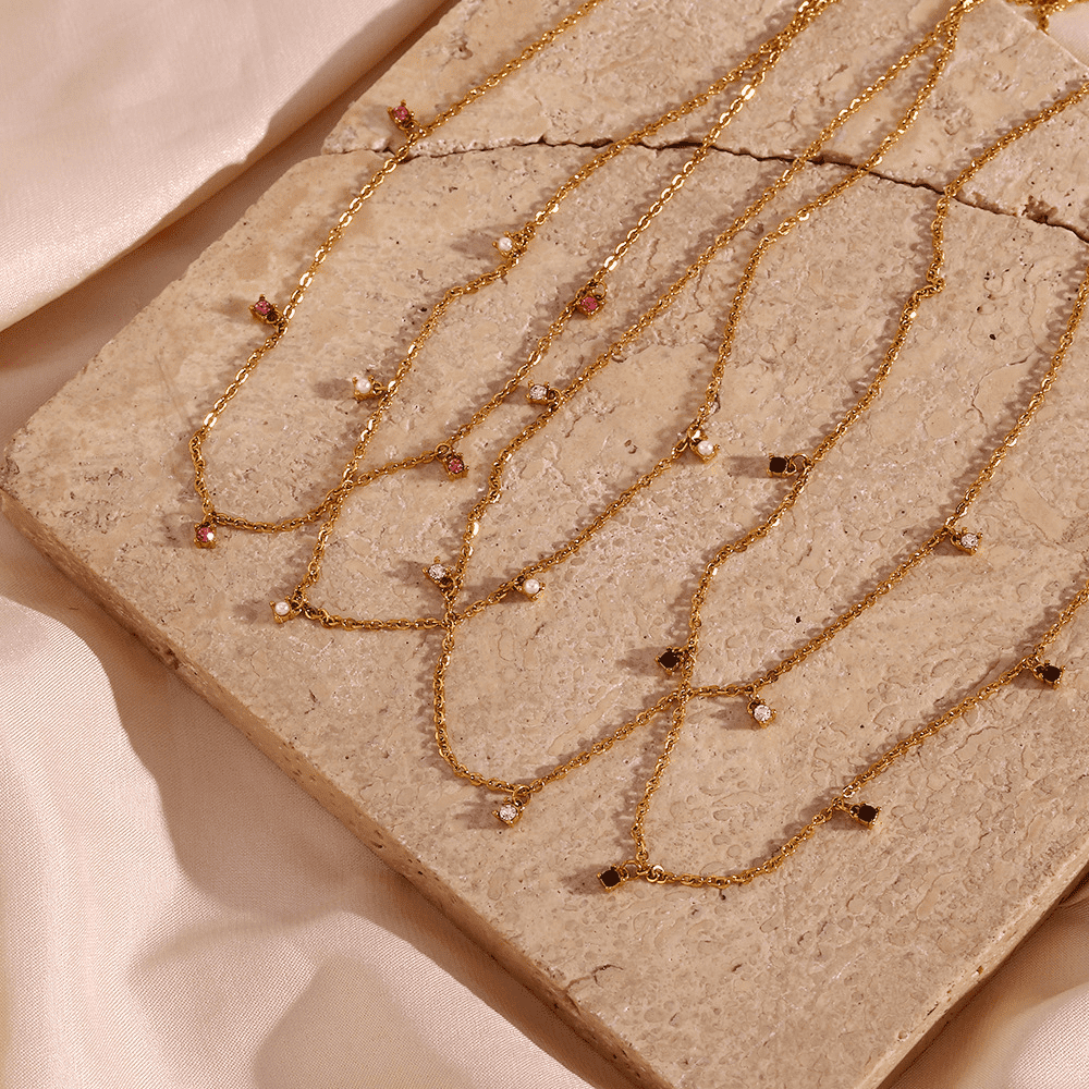 Sottila 5-Stone Gold Necklace-Ringified Jewelry