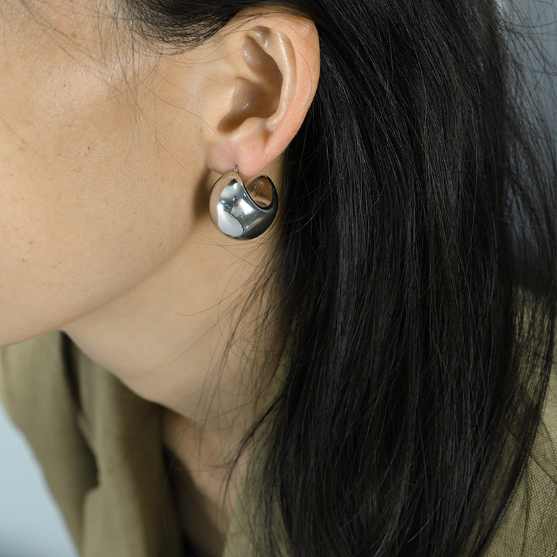 Fat Moon Silver Earrings-Ringified Jewelry