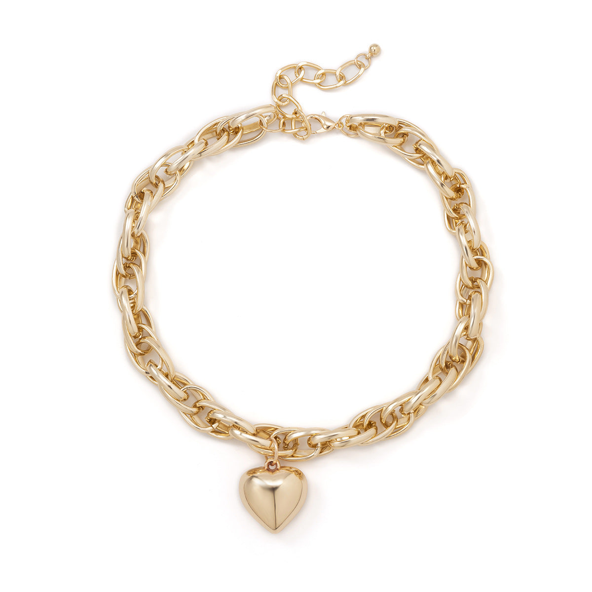 Chunky Heart Paperclip Cross Chain Necklace-Ringified Jewelry