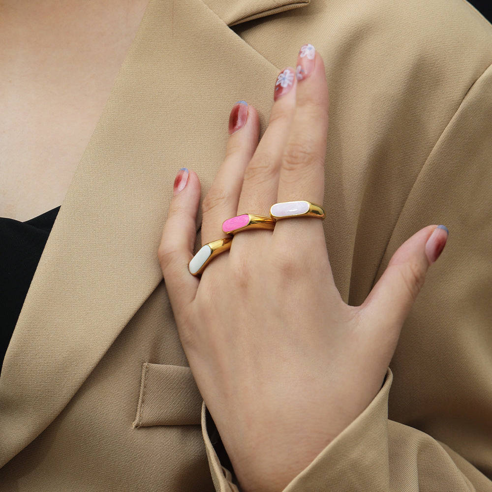 Oblong Signet Gold Resin Ring-Ringified Jewelry