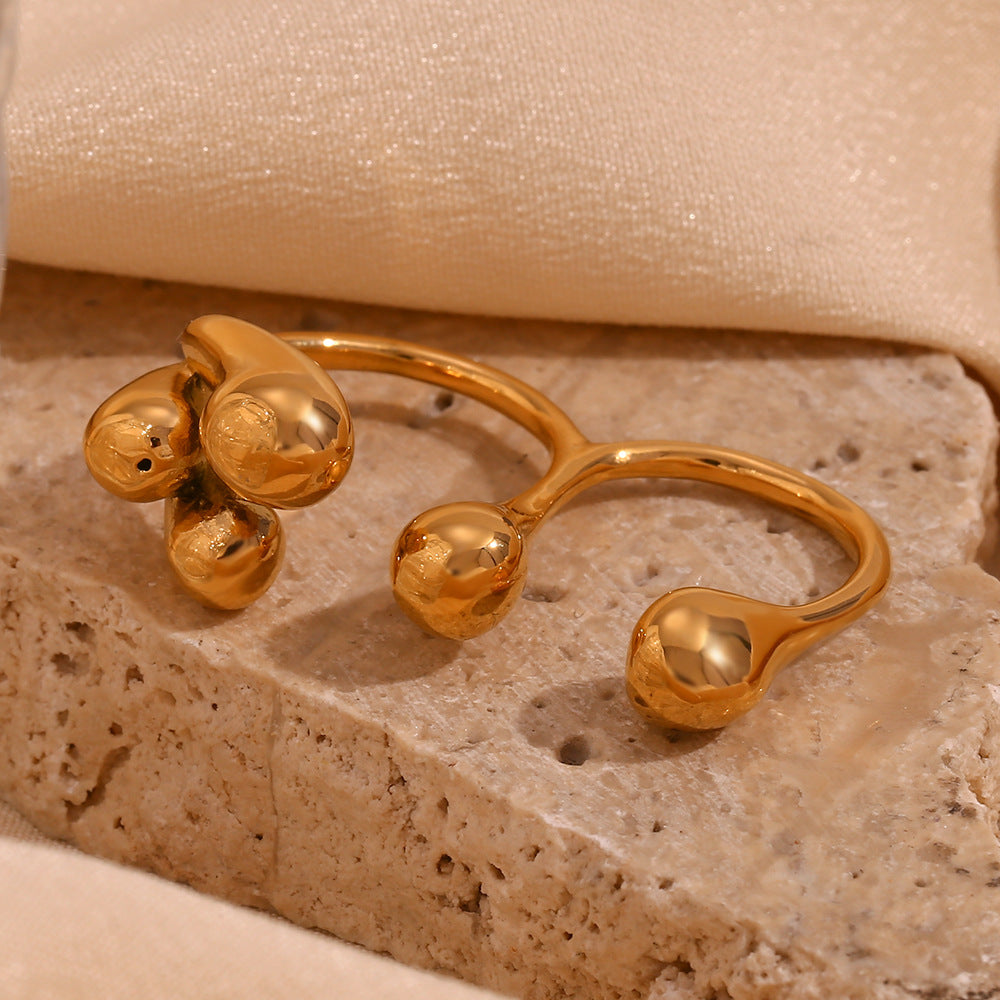 Creative Double-Finger Bead Ring-Ringified Jewelry