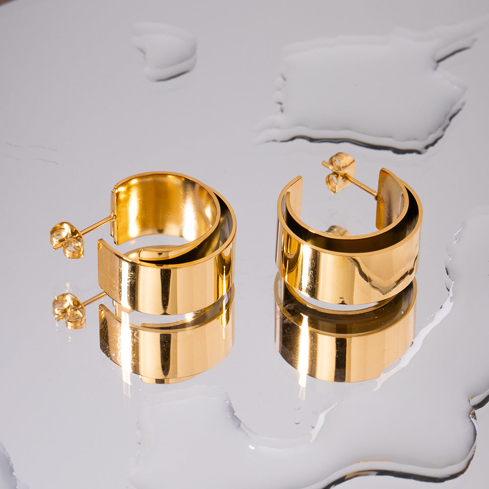 Double-Layer Glossy Hoop Earrings-Ringified Jewelry